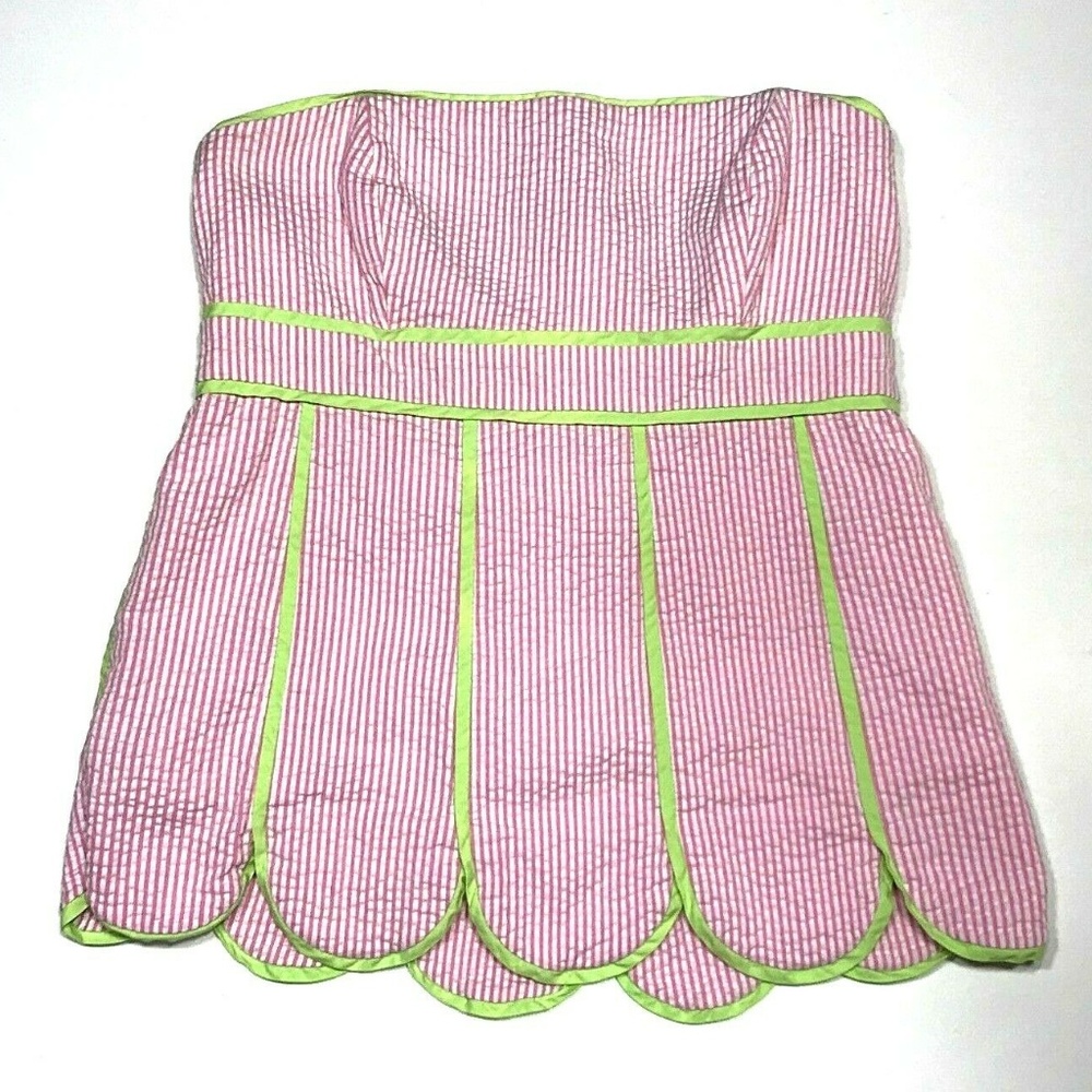 Lilly Pulitzer 4 Seersucker Strapless Peplum Top